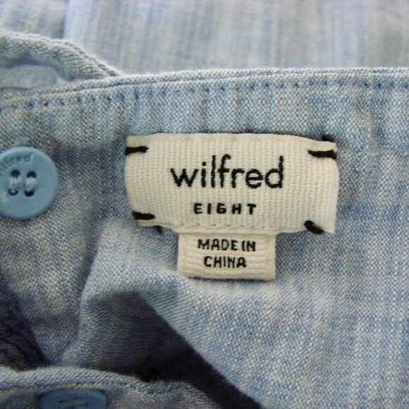 Aritzia Wilfred Blue Chambray Bustier Mini Dress Cotton Coastal Summer ~ Size 8 - Picture 3 of 12